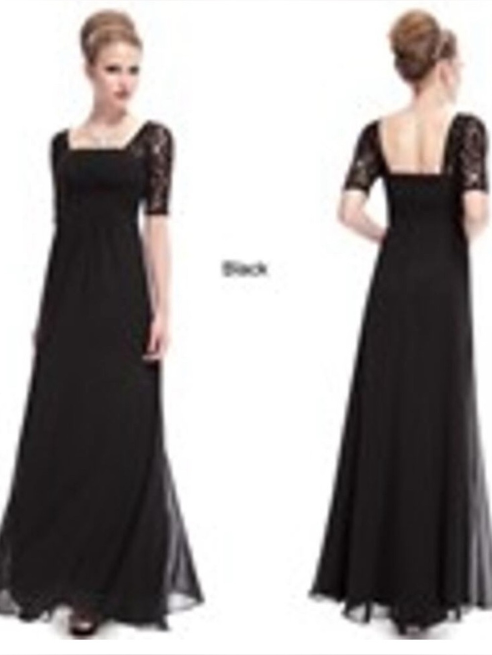 NWT Ever Pretty Black Lace-Sleeve Evening Maxi Dress Formal Dress 18
